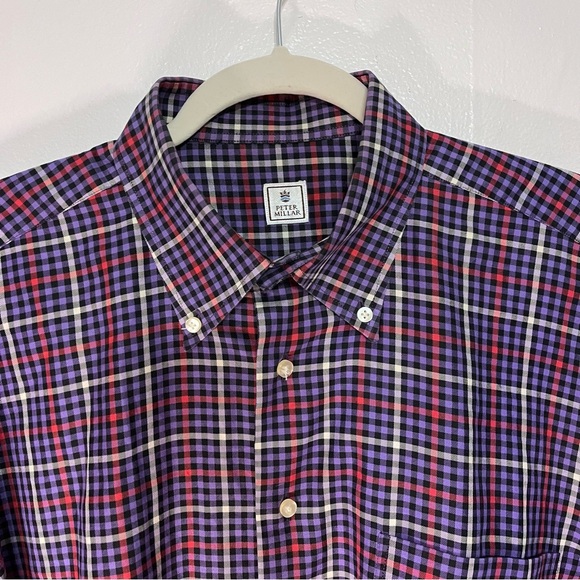 Peter Millar Purple Plaid Button Down Long Sleeve Shirt - Picture 3 of 11